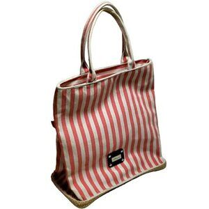 Saldarini 1882 Striped Esprabag Cotton Tote Bucket Bag Beach Bag Pink